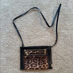 Brahmin Black Crossbody with Leopard Print Panel